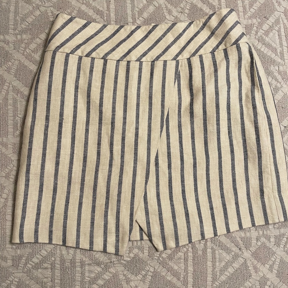 J. Crew Linen skirt in beige and navy stripes 10